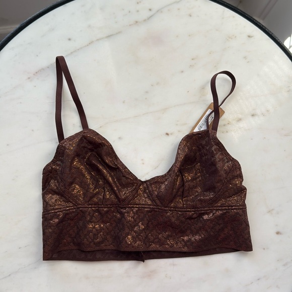 SKIMS shimmer logo bralette in cocoa XS - Picture 2 of 4